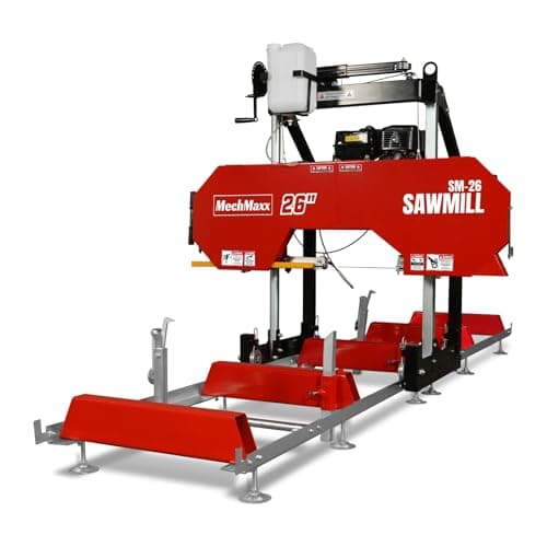 26" inch Portable Sawmill,420cc 15HP E-Start Gasoline Engine, 22" Board Width,13' Track Length, Model SM-26