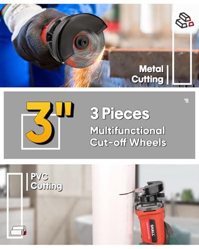 SHALL 3 Inch High-Speed Cut Off Tool, 3.5 Amp Metal Cutter Tool with 3Pcs Multifunctional Cut Off Wheels, 24000RPM Electricl Metal Cutting Tools for Steel, Inox, PVC