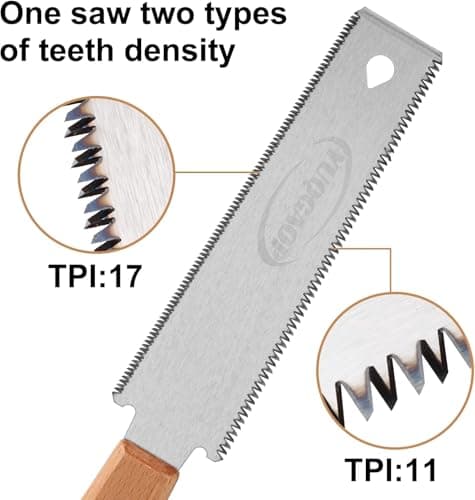 Japanese Pull Saw, Hand Saw With Double Edges of 11/17 TPI, SK5 Flexible Blade Flush Cut Saw for Wood Cutting