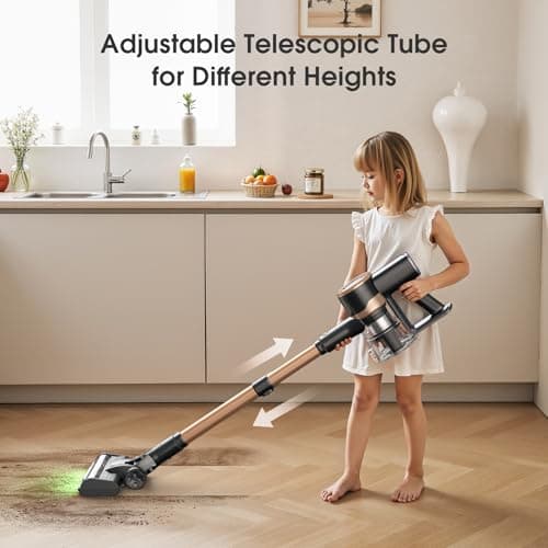 Cordless Vacuum Cleaner, 30Kpa Stick Vacuum with Anti-Tangle Brush and Upgraded Green Light, Vacuum Cleaner for Home, Wireless Vacuum for Pet Hair, Carpet, Hard Floor