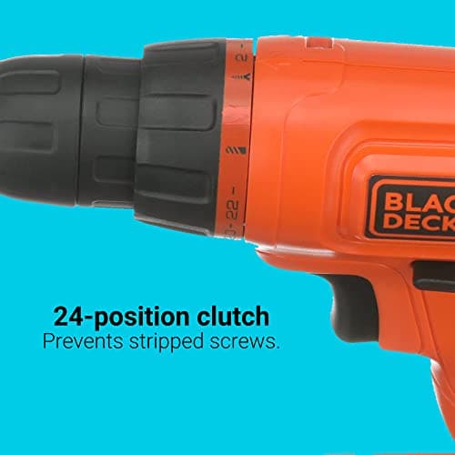 BLACK+DECKER 20V MAX* POWERCONNECT Cordless Drill Driver Kit with Drill Bit Set and Sockets, 100 pc. Tool Kit for Home, Battery and Charger Included ,Orange (BDC120VA100)