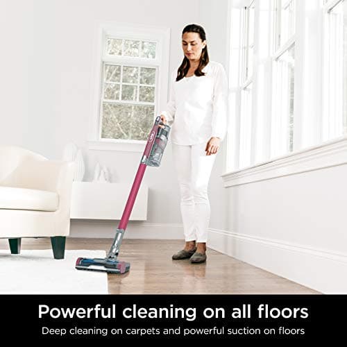 Shark IZ362H Anti-Allergen Cordless Lightweight Stick Vacuum with Self-Cleaning Brushroll,PowerFins,Removable Handheld,Anti-Allergen,40 min runtime,Red + White Towel + Universal Screen Cleaner