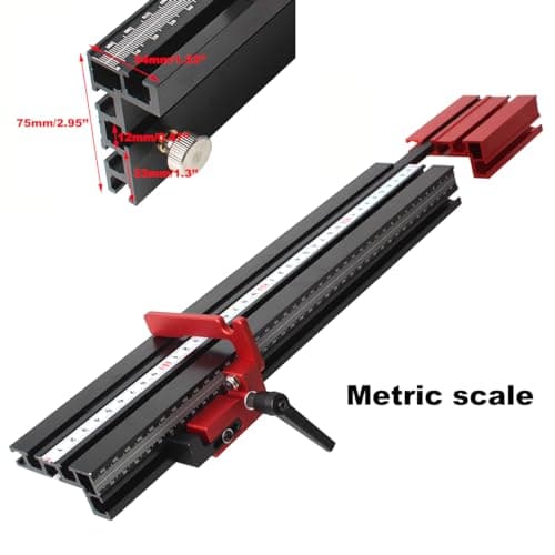 Miter Saw Fence for Woodworking Accessories, 75 T-Track Table Fence System with Laser Measure - Fits Portable Table Saws, Band Saws and Cabinet Saws (Fence Only)