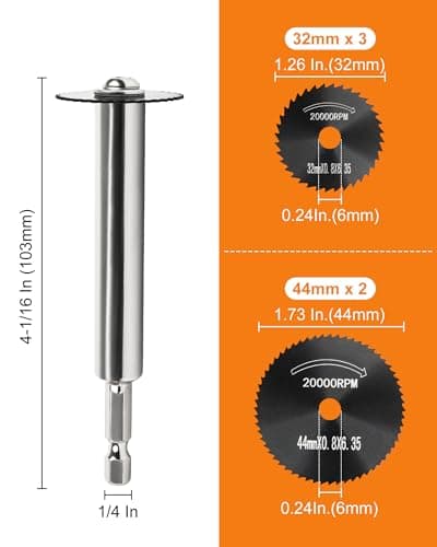 Inside Pipe Cutter for PVC Pipe with 5 Replacement Saw Blades, 1/4 Inch Hex Shank Impact Connect Inside PVC Pipe Cutter for Drill and Impact Driver, Internal Plastic Pipe Cutter Plumbing Tools