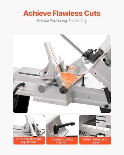 VEVOR Metal Horizontal Band Saw, 4 x 6 in Rectangular Cutting Capacity, 110V, 550W, 0-45 Angle Adjustment, Variable Speed, for Metal, Wood, and Plastic