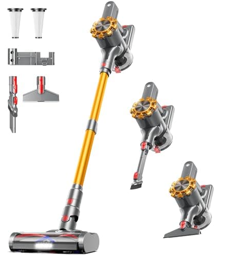 Cordless Vacuum Cleaner, 500W/45Kpa Vacuum Cleaners for Home with LED Display, 8 in 1 Lightweight Stick Vacuum with 50Min Runtime, Anti-tangle, Wall Mount Charging for HardFloor/Carpet/Pet Hair
