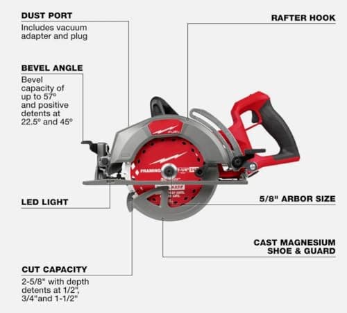 Fit For Milwaukee 2930-20 M18 FUEL 18V Lithium-Ion Cordless 7-1/4 in. Rear Handle Circular Saw (Tool-Only)
