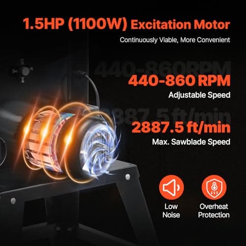 VEVOR Band Saw, 13.39-Inch, Benchtop Bandsaw with Stand, 440-846 RPM Continuously Viable Speed, 1100W 1-1/2HP, 110V, Optimized Work Light, and Miter Gauge, for Woodworking Aluminum Wood Metal Copper