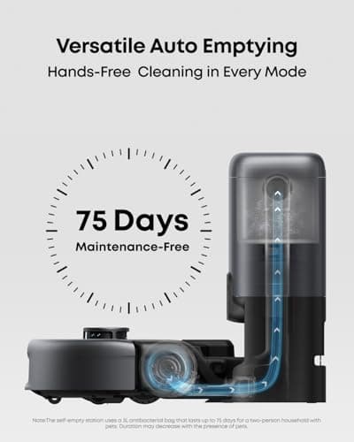 eufy Robot Vacuum 3-in-1 E20,with Versatile Stick and Handheld Vacuum Cleaner Combo,Self Emptying Up to 75 Days,Max 30,000Pa,Smart Obstacle Avoidance,Pro-Detangle,Perfect for Carpet,Crevices,Stairs