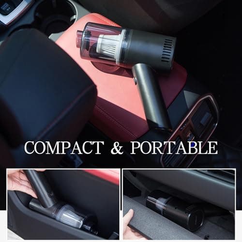 purux Handheld Vacuum Cordless Car Vacuum Cleaner with Multi-Nozzles, 12000Pa Powerful Suction Rechargeable Hand Vacuum, Portable Wet and Dry Mini Vacuum Cleaner Dust Buster for Car Home Office Pet