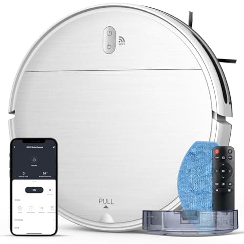 Robot Vacuum and Mop Combo, 2 in 1 Mopping Robot Vacuum Cleaner with Schedule, Wi-Fi/Voice/App, Strong Suction, Easy of Use, Self-Charging Robotic Vacuum, Slim, Ideal for Hard Floor, Pet Hair, Carpet