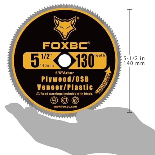 FOXBC 5-1/2-Inch 130 Tooth Plywood, Veneer, OSB, Plastic Cutting Circular Saw Blade with 5/8 Inch Arbor, with 1/2" 3/8" Bushing - 3 Pack