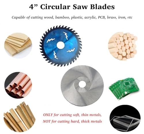 Mini Miter Saw, 775 Motor Cut Off Mini Chop Saw, 4 inch Circular Saw with Angle Adjustable Vise & 3 Blades for Craftsman DIY Crafts Hobby PVC Wood Cutting, Adjustable Speed