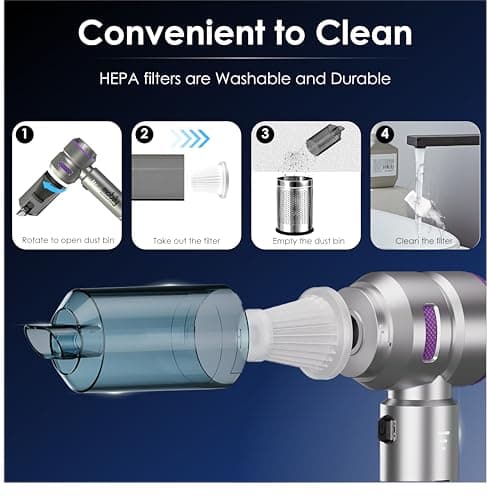 【2025 Upgraded】 Handheld Vacuum Cordless, Car & Home Cleaner with Brushless Motor, Strong & Compressed Air Dusters with LED Light, Type C Port, Wireless Mini Portable Hand Blower