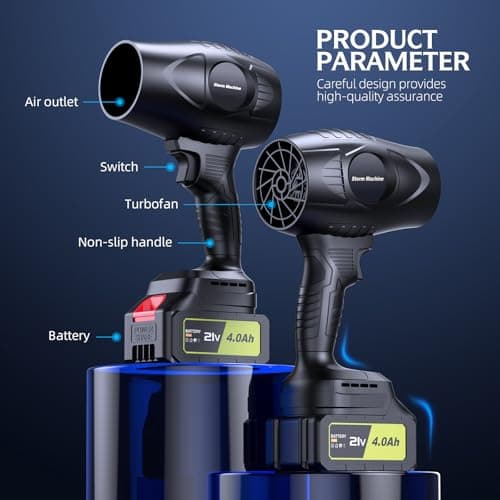 Electric-Cordless-Leaf-Blower - 500000RPM Handheld Leaf Blower - 2 X 4.0Ah Batteries and Charger Included, Lightweight Leaf Blowers for Patio Cleaning Dark