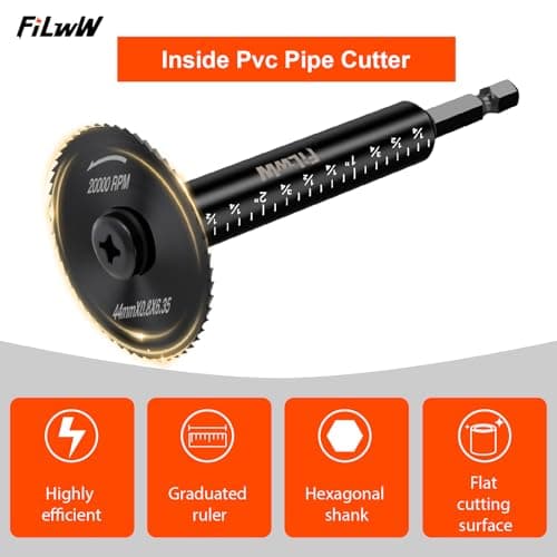 Inside Pipe Cutter,6 pcs Saw Tooth Blades with 3 Inch Scale 1/4" Hex Shank, Cutter Tool Set for PVC, Plastic, Board, Copper, Aluminum