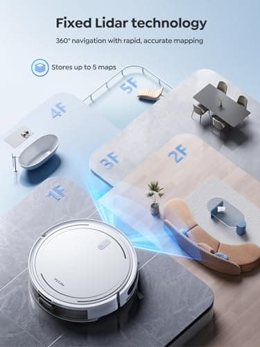 Vyzzle Robot Vacuum, 5000Pa Robot Vacuum and Mop, Smart Navigation, Ultra Slim Robot Vacuum Cleaner Self-Charging, Wi-Fi/App/Alexa Control, Ideal for Pet Hair, Hard Floor, Carpet