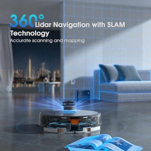 Robot Vacuum and Mop, Mapping Robotic Vacuums Cleaner with LiDAR Navigation Smart & Strong Suction, WiFi/App/Alexa/Voice Control, Obstacle Avoidance, for Home, Wood/Hard Floors, Pet Hair -Grey