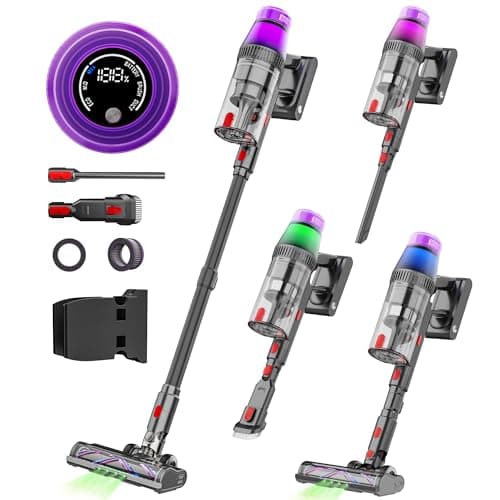 Cordless Vacuum Cleaner 500W/45Kpa, 3 Ambient Colors Power Modes with 60 Mins Max Runtime Vacuum, Powerful Suction Rechargeable Handheld Stick Vacuum for Home, Hard Floor, Carpet, Pet Hair, Shutters