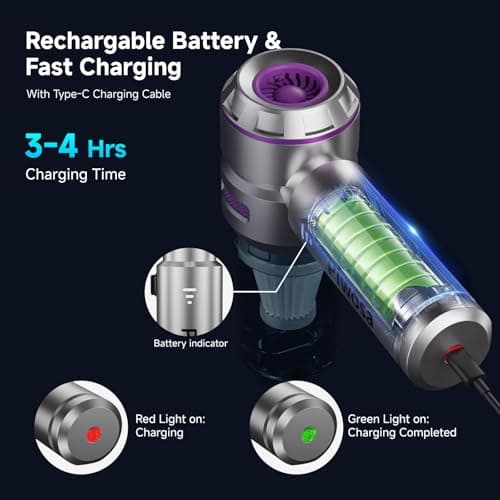 Handheld Vacuum Cordless, Car Vacuum Cleaner with Brushless Motor, Strong Suction Vacuum & Compressed Air Dusters with LED Light, Type C Port, Wireless Mini Portable Hand Vacuum Blower for Home, Pet