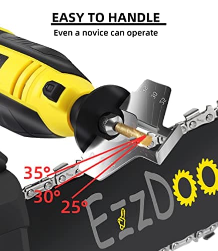 Electric Chainsaw Sharpener Kit with TITANIUM-COATED Diamond Bits - High-Speed Chain saw Sharpener Tool and 6 High Hardness Sharpening Wheels For All Chainsaw Chains.