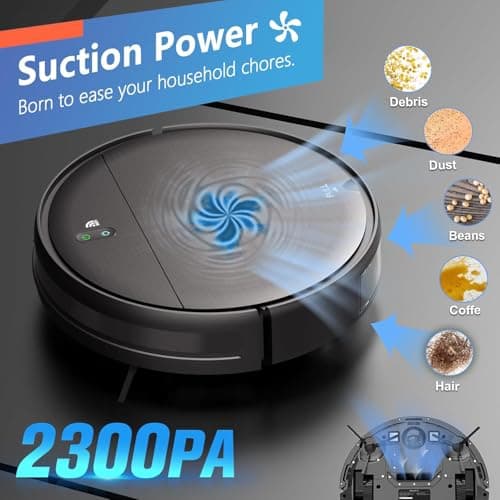 MAMNV Robot Vacuum and Mop Combo, WiFi/App, Robotic Vacuum Cleaner with Schedule, 2 in 1 Mopping Robot Vacuum with Watertank and Dustbin, Self-Charging, Slim, Ideal for Hard Floor, Pet Hair, Carpet