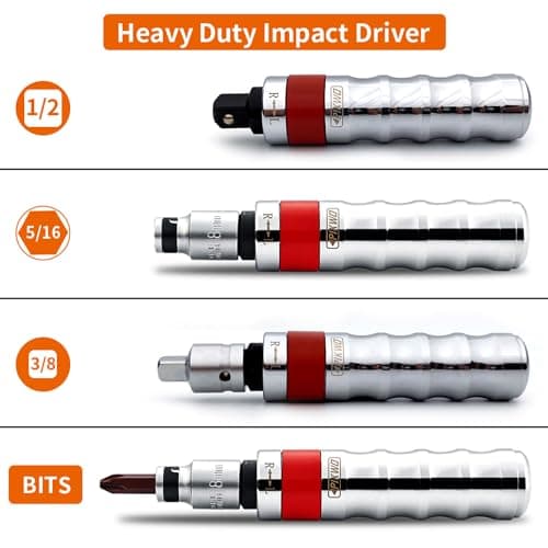 Hand Manual Reversible 35PCS Master 1/2-inch 3/8-inch Impact Driver Set Extractor- Impact Screwdriver S2 Steel Disengage Rusted Fasteners or Frozen Bolts