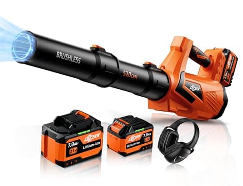 17000 RPM Cordless Leaf Blower with DECERK 7.8AH Battery - 530CFM Brushless Motor for Lawn Care, 5-Speed Turbo Electric Blower for Dust, Wet-Leaves, Car, Gutters, Lightweight Powerful Garden Tool