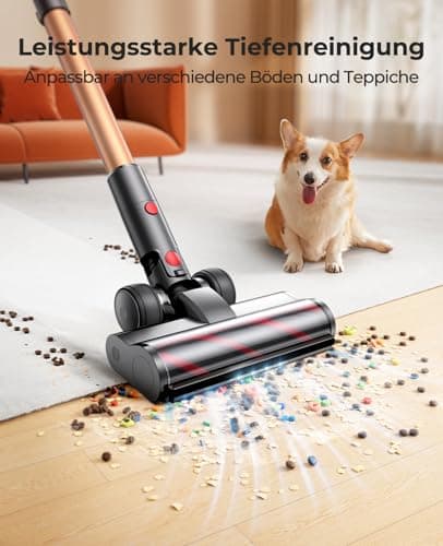 Cordless Vacuum Cleaner 550W/45Kpa, Stick Vacuum Cleaners 60 Mins Max Runtime with Charging Dock, Self-Standing Handheld Vacuum with Touch Display, 6-in-1 Vacuum Cleaner for Carpet/Hard Floor/Pet Hair