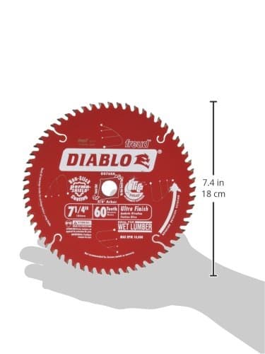 Diablo Ultra Finish Carbide Saw Blade for Wood - 7-1/4" Diameter, 60 ATB Teeth, 5/8" Arbor, .059" Kerf, 10