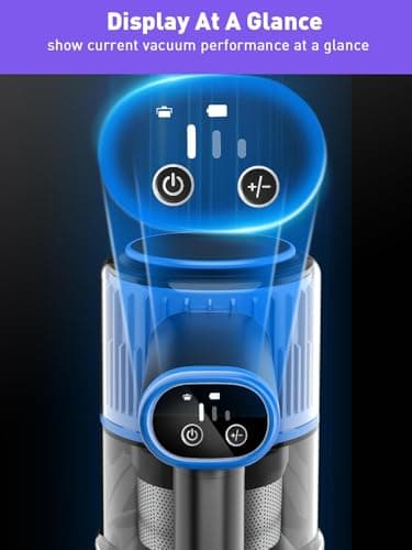 Cordless Vacuum Cleaner, 30Kpa 8-in-1 Stick Vacuum with LED Display & 3 Cleaning Modes, 40-Minute Runtime & Detachable Battery, Lightweight Vacuum Cleaner for Home Hardwood Floors (Blue)
