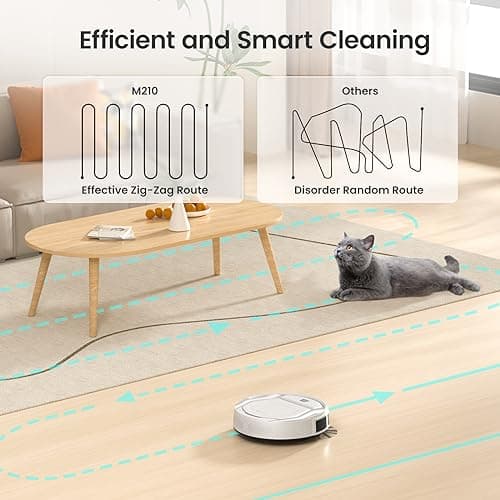 Lefant Robot Vacuum Cleaner, Strong Suction, 120 Mins Runtime, Slim, Low Noise, Automatic Self-Charging, Wi-Fi/App/Alexa Control, Ideal for Pet Hair Hard Floor and Daily Cleaning, M210