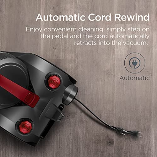 Eureka Bagless Canister Vacuum Cleaner, Lightweight Vac for Carpets and Hard Floors, Red, Whirlwind NEN110D