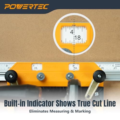POWERTEC Circular Saw Guide Rail System – Rip-Cut Edge Guide Track for Straight Cuts in Plywood, Sheet Goods & Panels – Fits Left & Right Circular Saws – Portable Cutting Jig for Woodworking (72093)