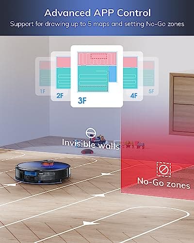 ILIFE Robot Vacuum and Mop Combo, Self Emptying for 60 Days of Cleaning, 3000Pa Suction and Lidar Navigation, Smart Mapping, Wi-Fi/App/Alexa Control, for Pet Hair Carpet Hard Floor, T10s