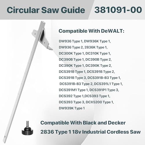 381091-00 Circular Saw Guide Replacement – Compatible with De-Walt DC390K, DW936, DC300, DC310, DCS391B, DCS393, DC390B Edge Guide Saw Fence for Cordless Circular Saws