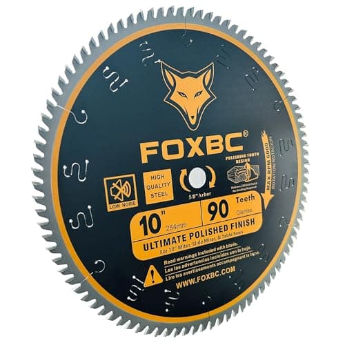 FOXBC 10 Inch Saw Blade 90-Teeth Ultimate Polished Finish Saw Blade for Wood, 5/8-Inch Arbor