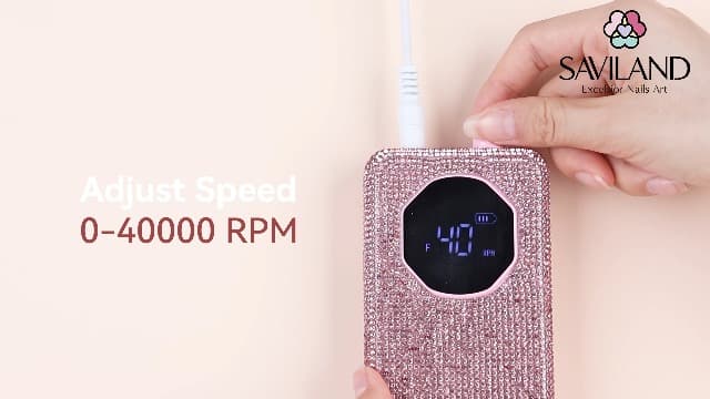 SAVILAND Professional Nail Drill 40000 RPM: Portable Diamond Nail Drill Kit Rechargeable 4000 mAh Electric Nail File for Thick Acrylic Nails with Ceramic Nail D rill Bits Sanding Bands Nail Tech Salon