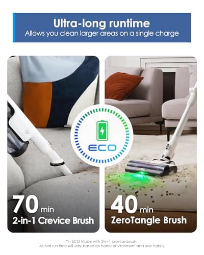 Tineco Pure ONE A50S Cordless Stick Vacuum Cleaner, 185W Suction,1L Larger Dustbin, 3DSense Power Brush, PureCyclone Tech, Easily Tackles Large Debris
