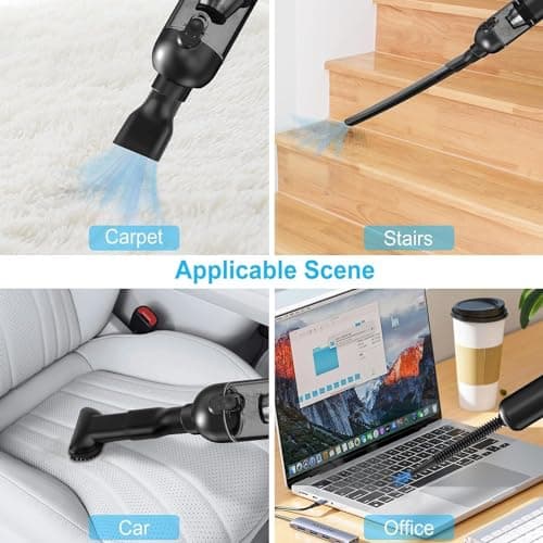 Handheld Vacuum Cordless, 16000pa Car Vacuum Cleaner High Power, 2 Speed Modes Mini Vacuum Cleaner with 2 Filters, Car Vacuum Portable Cordless with Air Blower for Home Office Pet Hair