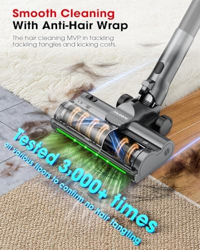 Cordless Vacuum Cleaners for Home, 45KPA Powerful Suction, Up to 60 Minutes, Tangle-Resistant, Lightweight, Rechargeable Stick Vac with Wall Mount for Carpet, Tile, Pet Hair, Hardwood Floors