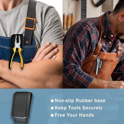 Magnetic Tool Holder Super Strong Tool Holster, Magnet Belt Clip Neodymium Magnet Leather Sleeve for Screws, Hammers, Sockets, Pliers, Drills, Wrenches Magnetic Tools and Hardware 2 Pcs