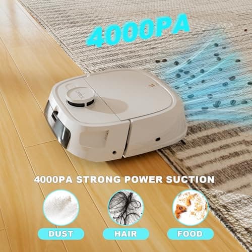 TECBOT M1 Pro Robot Vacuum and Mop - LiDAR Robotic Vacuums Cleaner for Home with Pet Hair, Carpet, Hardwood Floors, Auto Smart Mopping, Self Cleaning, Avoids Obstacles, Voice Control, White