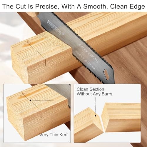 Hand Saw Woodworking Tools, 6-Inch Pull Saw, Flexible Double-Edge Blade 17/11 TPI, Japanese Flush Cut for DIY Craft, Non-Slip Wood Handle, Sharp & Lightweight for Woodworking and Garden Trim