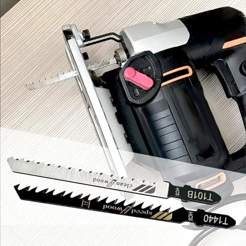 20 Pcs T Shank Jigsaw Blades, Jig Saw Blade Set, Multi-Purpose Jig Saw Blades for Wood, Pruning Plastic Metal Cutting Made with HCS/HSS, Jigsaw Blade, for Most Jig Saw Models