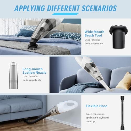 Handheld Vacuum Cordless,Car Hand Cordless Rechargeable,Dust Busters Cordless Rechargeable with LED Light/Multi Accessories,1.6lbs Car Mini Portable Vacuum Cleaner for Home Office Car Pet