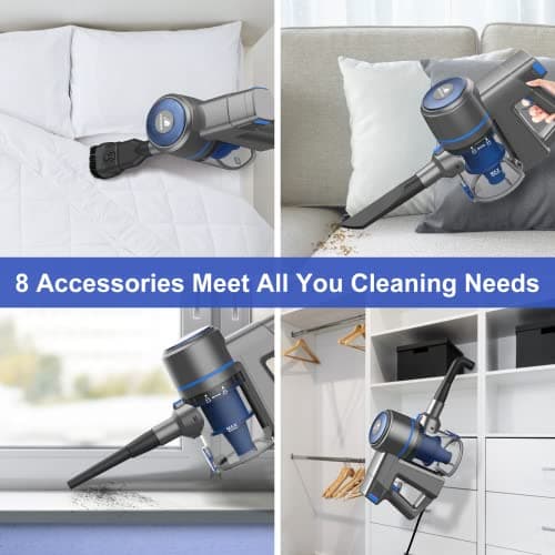 Intercleaner Corded Vacuum Cleaner, 17KPa Powerful Suction with 600W Motor, 10 in 1 Lightweight Bagless Stick Vac with Handheld, Ultra Quiet, for Hardwood Floor Marble Tile Car Pet Hair