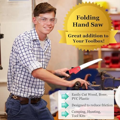 Liphontcta Folding Farm Hand Saw, Manganese Steel Folding Trim Pruner with Safety Lock, Lightweight Gardening Tool, Ideal for Tree, Shrubs, Twigs Pruning