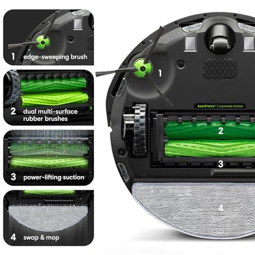 iRobot Roomba Combo i3+ (3574) Robot Vacuum & Mop – Self-Empty for Up to 60 Days, Clean by Room with Smart Mapping, Dual Multi-Surface Brushes for a Thorough Clean, Ideal for Homes with Pets