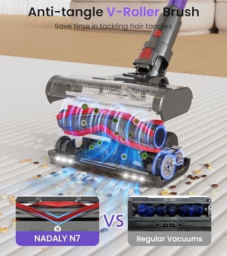 NADALY Cordless Vacuum Cleaner, 2025 New 580W 48KPA 65Mins Stick Vacuum, Anti-Tangle, Lightweight, Self-Standing, Rechargeable Vacuum Cordless, Vacuum Cleaners for Home/Pet Hair/Carpet/Hard Floor